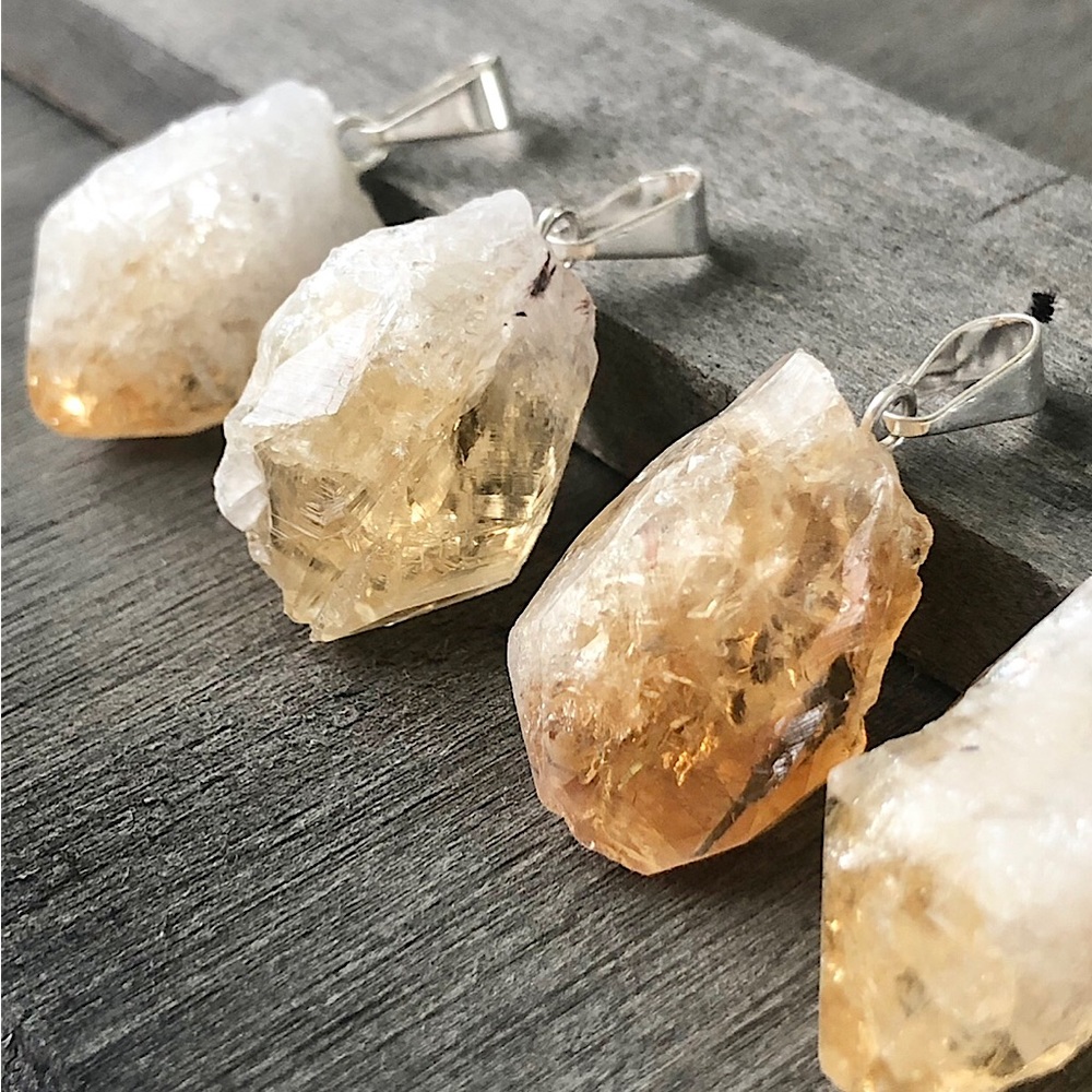 Natural raw citrine crystal pendant